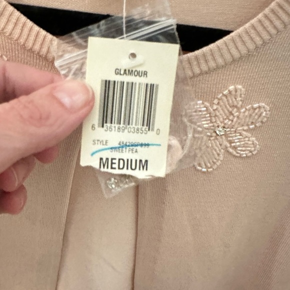 INC Vintage Deadstock Silk beaded floral crop pink woman clueless cardigan NWT M - Picture 4 of 14